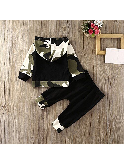 Ma&Baby Infant Baby Boys Camouflage Hoodie Tops +Long Pants Outfits Set Clothes 0-3Y