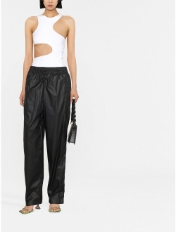 elasticated straight-leg trousers