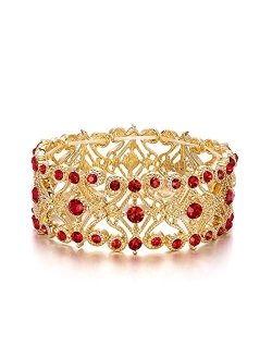 BriLove Women's Wedding Bridal Crystal Cluster Tennis Stretch Bracelet