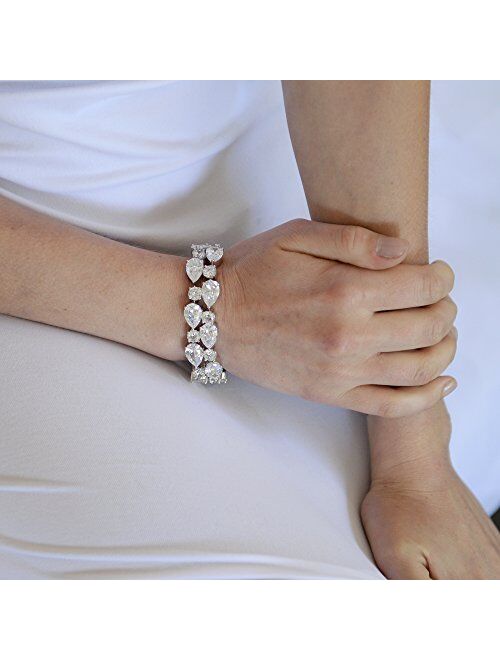 Mariell Silver Petite Length 6 1/2" Wedding Bracelet with Bold CZ Mosaic for Brides and Bridesmaids