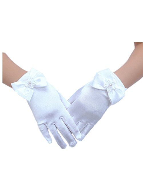 DreamHigh Wedding Flower Girl's Stretch Satin Dress Gloves