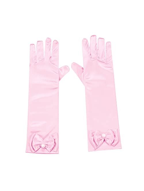 BFELYCPO Little Girls Party Gloves 11.5 Long Elbow Length Gloves for Wedding,Costume Party,Princess Cosplay