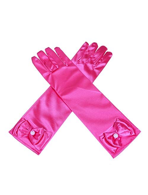 Lusiyu Girl Solid Color Long Elbow Length Formal Pageant Glove