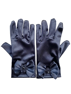 T.H.L.S Tandi Girls Gorgeous Satin Fancy Gloves for Special Occasion Dress Formal Wedding Pageant Party Short