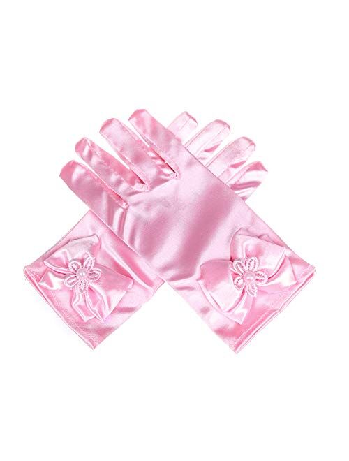 Lusiyu Girl Solid Child Size Wrist Length Formal Glove with Bow