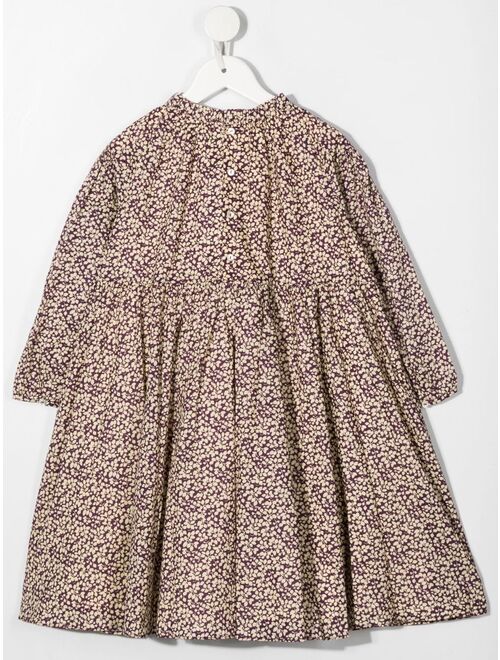 Bonpoint leaf-print long-sleeve dress