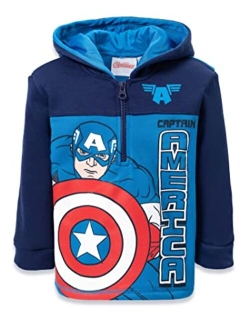 Spider-Man Captain America Hulk Black Panther Miles Morales Venom Iron Man Half Zip Hoodie Toddler to Little Kid