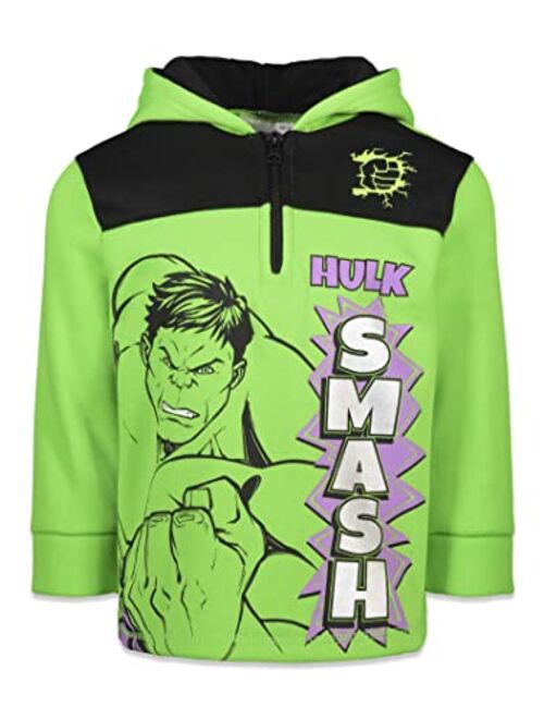 Marvel Spider-Man Captain America Hulk Black Panther Miles Morales Venom Iron Man Half Zip Hoodie Toddler to Little Kid