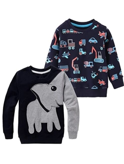 Cm-Kid Boys Sweatshirts Elephant Pullover T-Shirts Toddler Cotton Cute Tops Tee Long Sleeve Outdoor Outfit