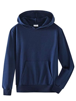 Spring&Gege Youth Solid Classic Hoodies Soft Hooded Pullover Sweatshirts for Children (3-14 Years)