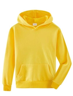 Spring&Gege Youth Solid Classic Hoodies Soft Hooded Pullover Sweatshirts for Children (3-14 Years)