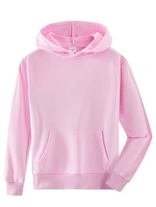 Spring&Gege Youth Solid Classic Hoodies Soft Hooded Pullover Sweatshirts for Children (3-14 Years)