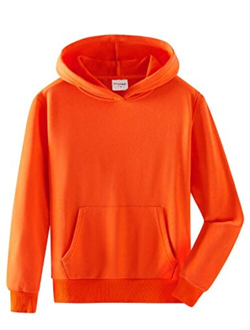 Spring&Gege Youth Solid Classic Hoodies Soft Hooded Pullover Sweatshirts for Children (3-14 Years)