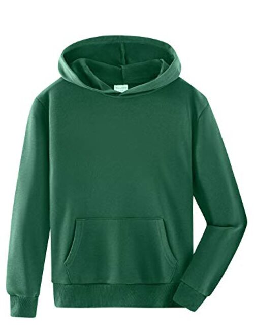 Spring&Gege Youth Solid Classic Hoodies Soft Hooded Pullover Sweatshirts for Children (3-14 Years)