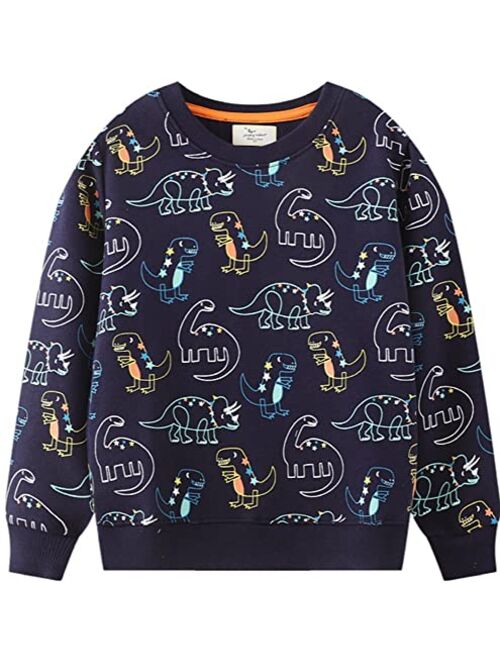 Akyzic Boys Sweatshirts Cotton Long Sleeve Crewneck Pullover Toddler Kids Winter Warm Shirt Sweater Tops 3t-8t