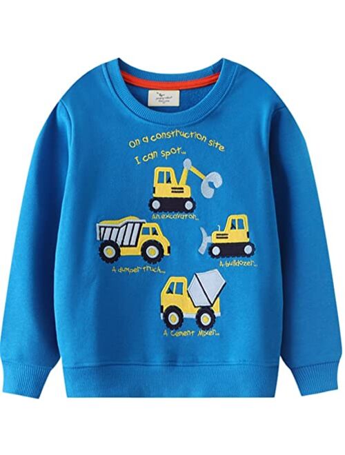 Akyzic Boys Sweatshirts Cotton Long Sleeve Crewneck Pullover Toddler Kids Winter Warm Shirt Sweater Tops 3t-8t