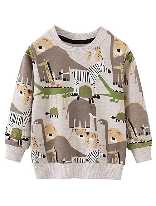 Akyzic Boys Sweatshirts Cotton Long Sleeve Crewneck Pullover Toddler Kids Winter Warm Shirt Sweater Tops 3t-8t