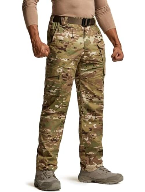 CQR Men's Flex Ripstop Tactical Pants, Water Resistant Stretch Cargo Pants, Lightweight EDC Hiking Work Pants