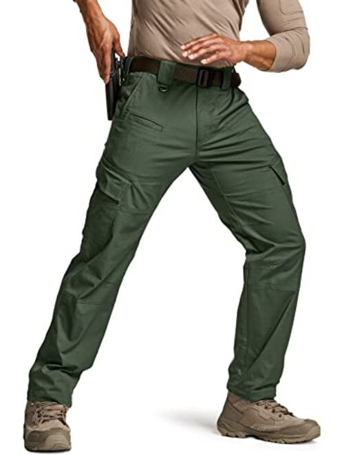 CQR Men's Flex Ripstop Tactical Pants, Water Resistant Stretch Cargo Pants, Lightweight EDC Hiking Work Pants