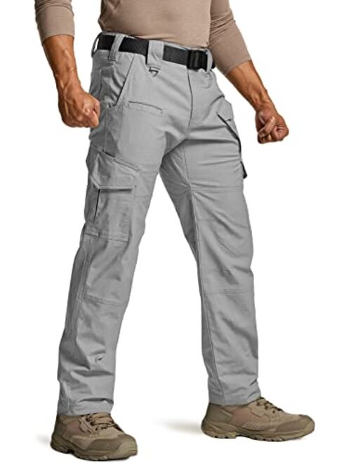 CQR Men's Flex Ripstop Tactical Pants, Water Resistant Stretch Cargo Pants, Lightweight EDC Hiking Work Pants