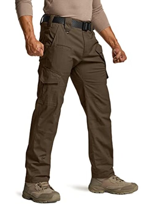 CQR Men's Flex Ripstop Tactical Pants, Water Resistant Stretch Cargo Pants, Lightweight EDC Hiking Work Pants