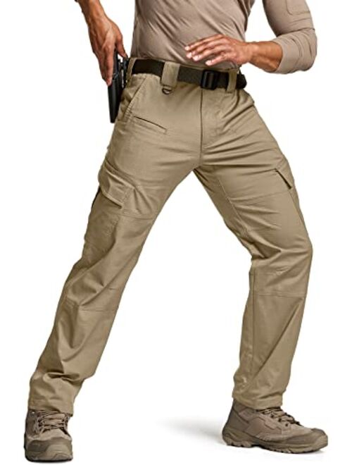 CQR Men's Flex Ripstop Tactical Pants, Water Resistant Stretch Cargo Pants, Lightweight EDC Hiking Work Pants