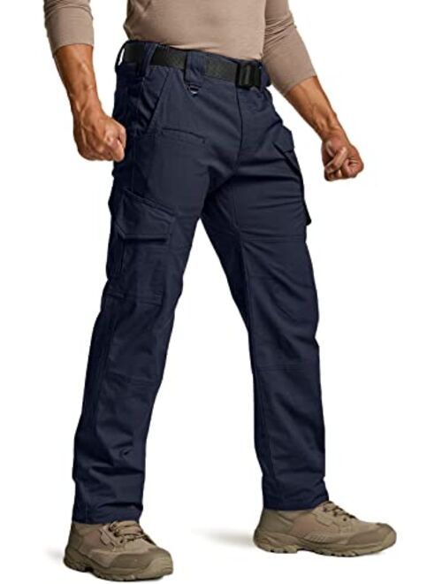 CQR Men's Flex Ripstop Tactical Pants, Water Resistant Stretch Cargo Pants, Lightweight EDC Hiking Work Pants