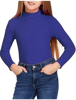 Girls Turtleneck Sweater Kids Casual Long Sleeve Knit Pullover Tops