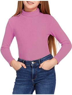 Girls Turtleneck Sweater Kids Casual Long Sleeve Knit Pullover Tops