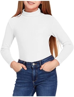 Girls Turtleneck Sweater Kids Casual Long Sleeve Knit Pullover Tops