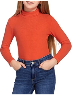 Girls Turtleneck Sweater Kids Casual Long Sleeve Knit Pullover Tops