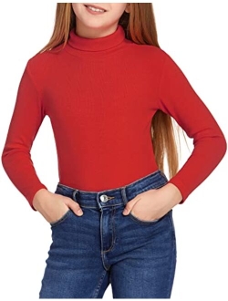 Girls Turtleneck Sweater Kids Casual Long Sleeve Knit Pullover Tops