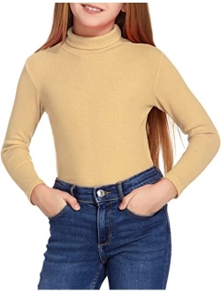 Girls Turtleneck Sweater Kids Casual Long Sleeve Knit Pullover Tops