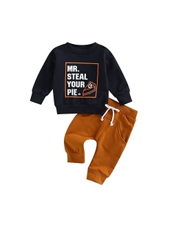 YOKJZJD Infant Toddler Baby Boy Fall Winter Outfits Letter Pullover Sweatshirt Long Sleeve T-Shirt Top Pants Clothes Set