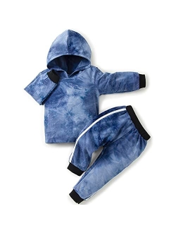 SYNPOS Baby Boy Outfit Fall Winter Clothes Infant Hoodies Casual Pants Set 12 18 Month 2 3 4 5T Clothing 2PC