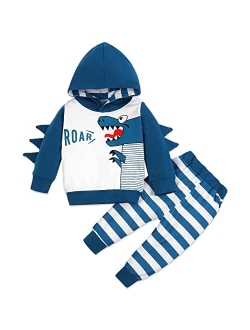 SYNPOS Baby Boy Outfit Fall Winter Clothes Infant Hoodies Casual Pants Set 12 18 Month 2 3 4 5T Clothing 2PC