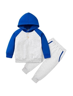 SYNPOS Baby Boy Outfit Fall Winter Clothes Infant Hoodies Casual Pants Set 12 18 Month 2 3 4 5T Clothing 2PC