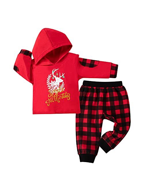 SYNPOS Baby Boy Outfit Fall Winter Clothes Infant Hoodies Casual Pants Set 12 18 Month 2 3 4 5T Clothing 2PC