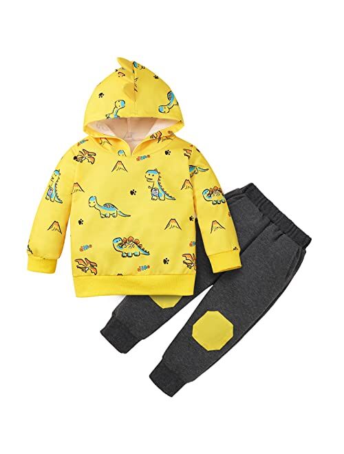 SYNPOS Baby Boy Outfit Fall Winter Clothes Infant Hoodies Casual Pants Set 12 18 Month 2 3 4 5T Clothing 2PC