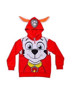 Nickelodeon Paw Patrol Marshall, Rubble or Chase Boys' Zip Up Hoodie for Toddler and Little Kids Red/Yellow/Blue