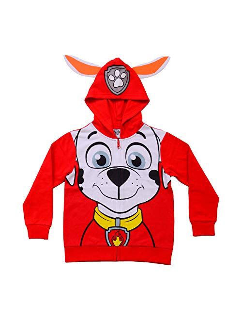 Nickelodeon Paw Patrol Marshall, Rubble or Chase Boys' Zip Up Hoodie for Toddler and Little Kids Red/Yellow/Blue