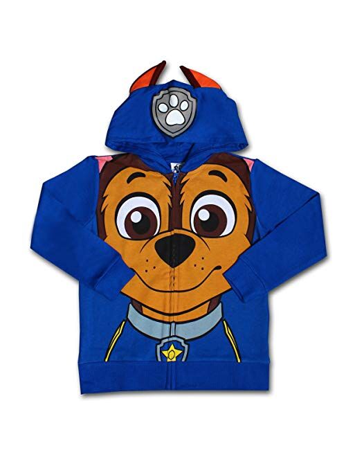 Nickelodeon Paw Patrol Marshall, Rubble or Chase Boys' Zip Up Hoodie for Toddler and Little Kids Red/Yellow/Blue