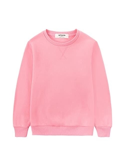 Kids Slouchy Soft Brushed Fleece Casual Basic Crewneck Sweatshirt for Boys or Girls 4-12 Years