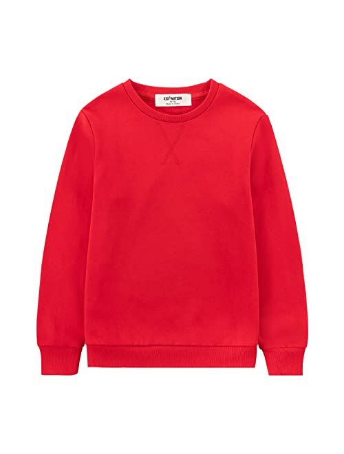 Kid Nation Kids Slouchy Soft Brushed Fleece Casual Basic Crewneck Sweatshirt for Boys or Girls 4-12 Years