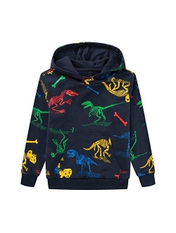 TLAENSON Kids Dinosaur Hoodies for Boys Girls Pullover Hooded Toddler Sweatshirt