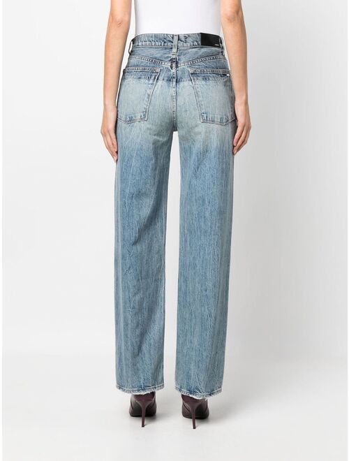 AMIRI distressed high-rise wide-leg jeans