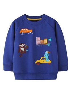 BTGIXSF Little Boys Cotton Crewneck Cartoon Long Sleeve Pullover Sweatshirts Tops