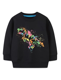 BTGIXSF Little Boys Cotton Crewneck Cartoon Long Sleeve Pullover Sweatshirts Tops