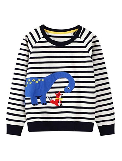 BTGIXSF Little Boys Cotton Crewneck Cartoon Long Sleeve Pullover Sweatshirts Tops