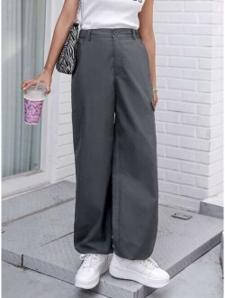 Flap Pocket Drawstring Hem Cargo Pants